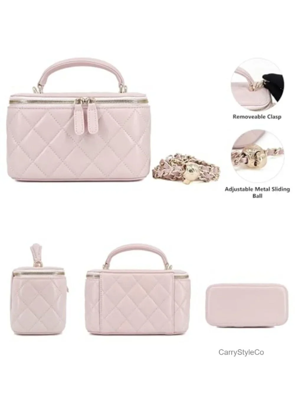 Genuine Lambskin Leather Quilted Mini Crossbody Purse Vanity Bag
